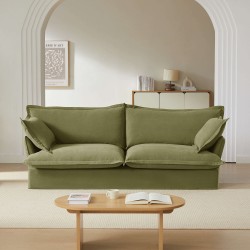 Canapé droit IROKO fixe tissu vert 3 places