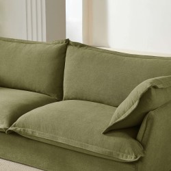 Canapé droit IROKO fixe tissu vert 3 places