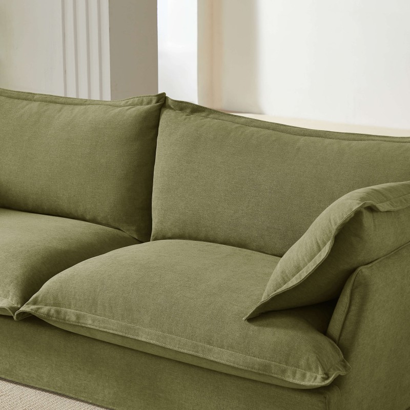 Canapé droit IROKO fixe tissu vert 3 places