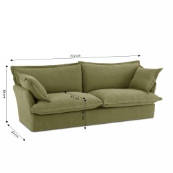 Canapé droit IROKO fixe tissu vert 3 places