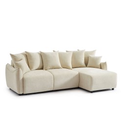 Canapé d'angle OPALINE convertible et réversible tissu beige 4 places