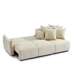 Canapé d'angle OPALINE convertible et réversible tissu beige 4 places