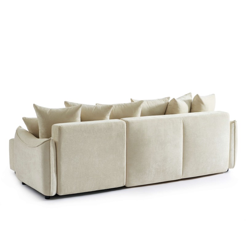 Canapé d'angle OPALINE convertible et réversible tissu beige 4 places