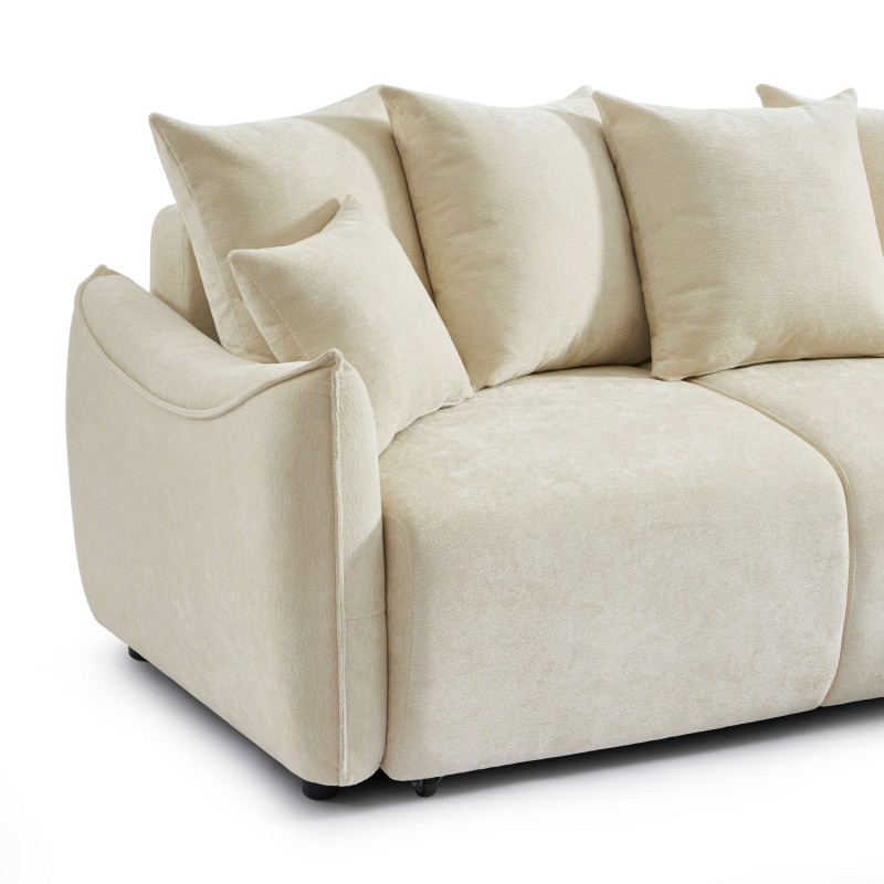 Canapé d'angle OPALINE convertible et réversible tissu beige 4 places