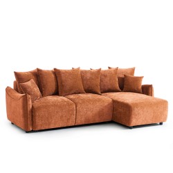 Canapé d'angle OPALINE convertible et réversible tissu terracotta 4 places