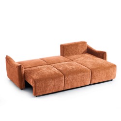 Canapé d'angle OPALINE convertible et réversible tissu terracotta 4 places