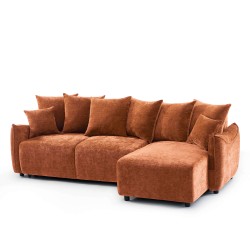 Canapé d'angle OPALINE convertible et réversible tissu terracotta 4 places