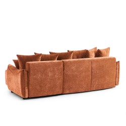 Canapé d'angle OPALINE convertible et réversible tissu terracotta 4 places