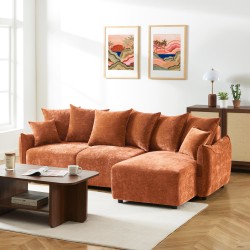 Canapé d'angle OPALINE convertible et réversible tissu terracotta 4 places
