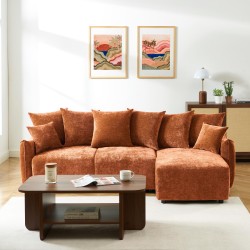 Canapé d'angle OPALINE convertible et réversible tissu terracotta 4 places