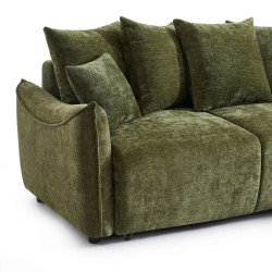 Canapé d'angle OPALINE convertible et réversible tissu vert 4 places