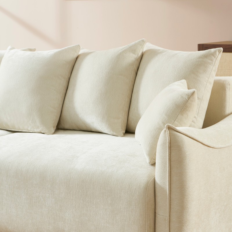 Canapé droit convertible OPALINE 3 places tissu beige