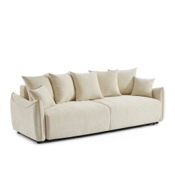 Canapé droit convertible OPALINE 3 places tissu beige