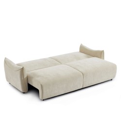 Canapé droit convertible OPALINE 3 places tissu beige