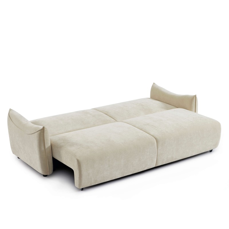 Canapé droit convertible OPALINE 3 places tissu beige