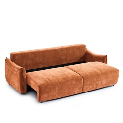 Canapé droit OPALINE convertible tissu terracotta 3 places