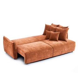 Canapé droit OPALINE convertible tissu terracotta 3 places