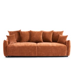 Canapé droit OPALINE convertible tissu terracotta 3 places
