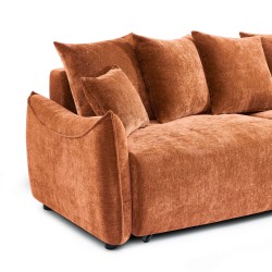 Canapé droit OPALINE convertible tissu terracotta 3 places