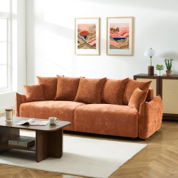 Canapé droit OPALINE convertible tissu terracotta 3 places