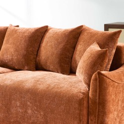 Canapé droit OPALINE convertible tissu terracotta 3 places