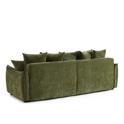 Canapé droit OPALINE convertible tissu vert 3 places