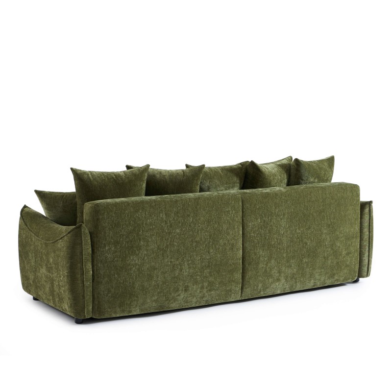 Canapé droit OPALINE convertible tissu vert 3 places