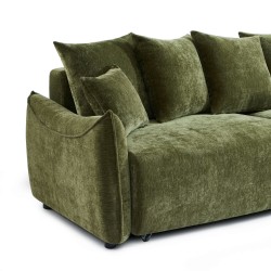 Canapé droit OPALINE convertible tissu vert 3 places