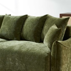 Canapé droit OPALINE convertible tissu vert 3 places