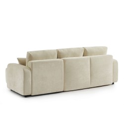 Canapé d'angle LIVIO convertible et réversible tissu beige 4 places