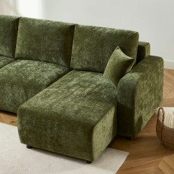 Canapé d'angle LIVIO convertible et réversible tissu vert 4 places