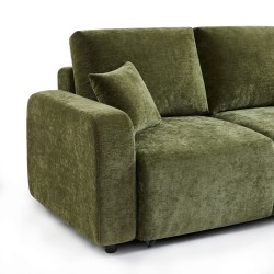 Canapé d'angle LIVIO convertible et réversible tissu vert 4 places