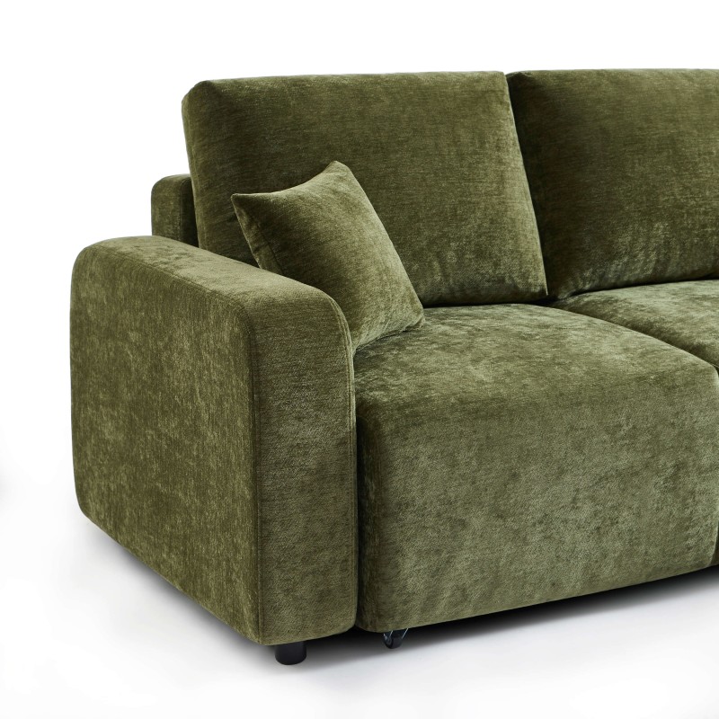 Canapé d'angle LIVIO convertible et réversible tissu vert 4 places