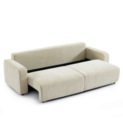 Canapé droit convertible LIVIO 3 places tissu beige