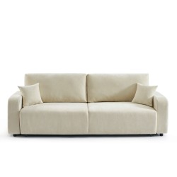 Canapé droit convertible LIVIO 3 places tissu beige