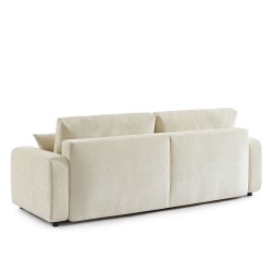 Canapé droit convertible LIVIO 3 places tissu beige