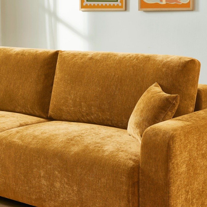 Canapé droit convertible LIVIO 3 places tissu jaune