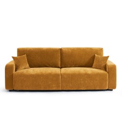 Canapé droit convertible LIVIO 3 places tissu jaune