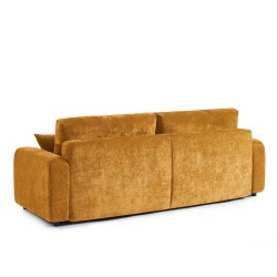 Canapé droit convertible LIVIO 3 places tissu jaune