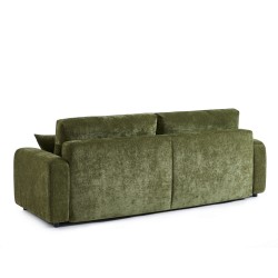 Canapé droit convertible LIVIO 3 places tissu vert