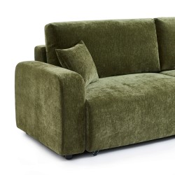 Canapé droit convertible LIVIO 3 places tissu vert