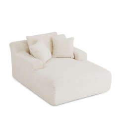 Canapé profond droit KENEDY fixe tissu beige 1 place