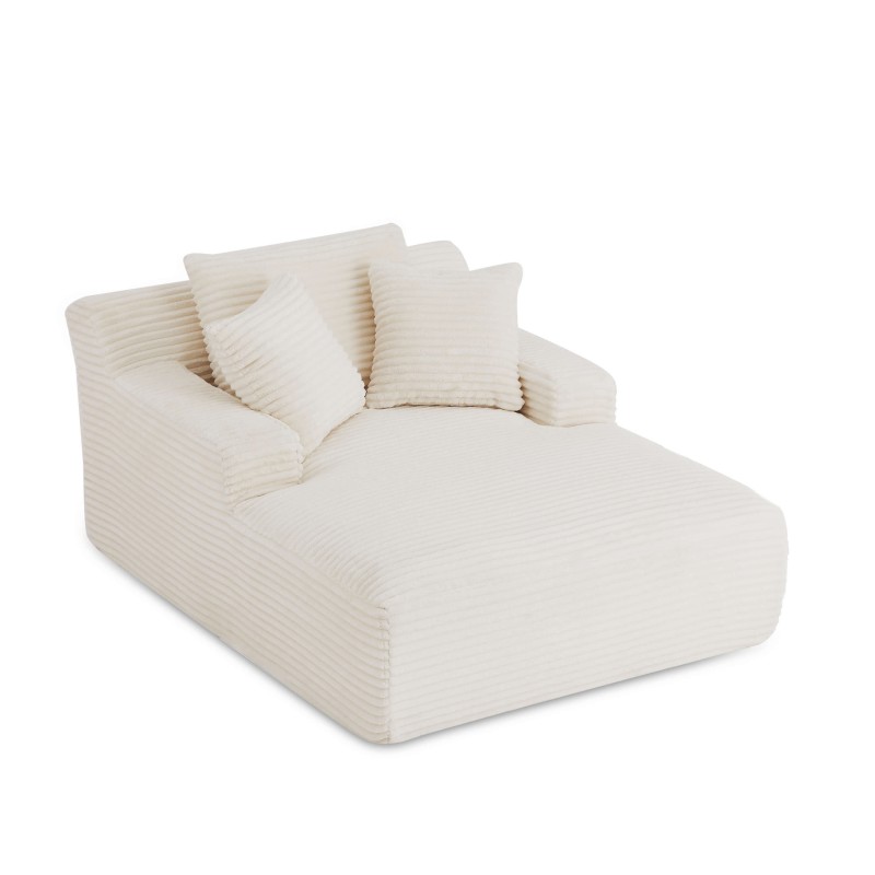 Canapé profond droit KENEDY fixe tissu beige 1 place