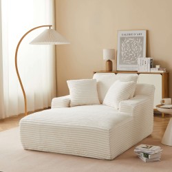 Canapé profond droit KENEDY fixe tissu beige 1 place