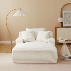 Canapé profond droit KENEDY fixe tissu beige 1 place