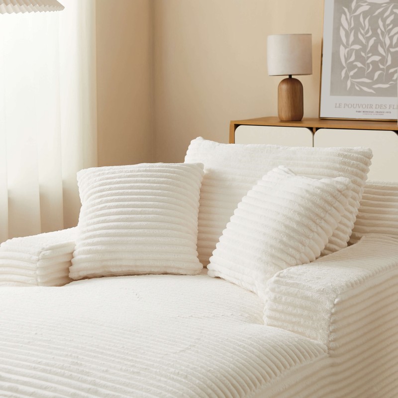 Canapé profond droit KENEDY fixe tissu beige 1 place