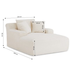 Canapé profond droit KENEDY fixe tissu beige 1 place