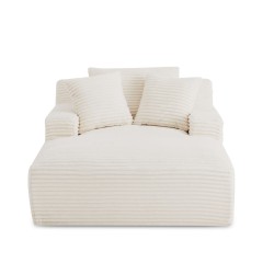 Canapé profond droit KENEDY fixe tissu beige 1 place