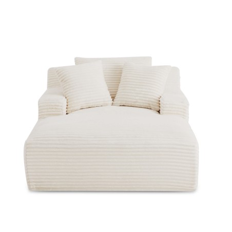 Canapé profond droit KENEDY fixe tissu beige 1 place