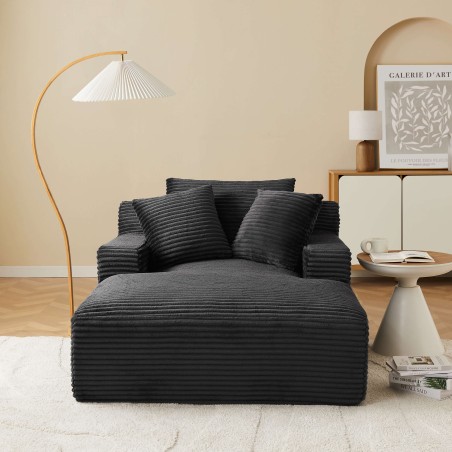 Canapé profond droit KENEDY fixe tissu gris foncé 1 place